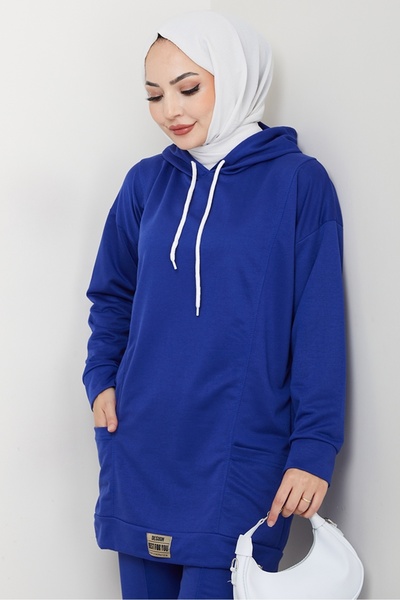Bestenur Double Pocket Hooded Double Suit 1663 - Indigo