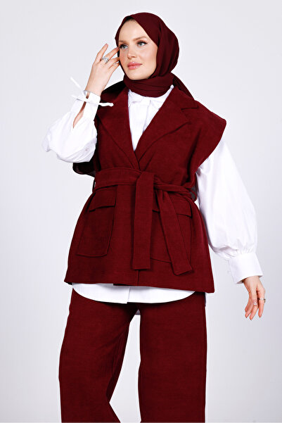 My City 6054 - Stylish Comfortable Thick Belted Vest Pants Women's Set