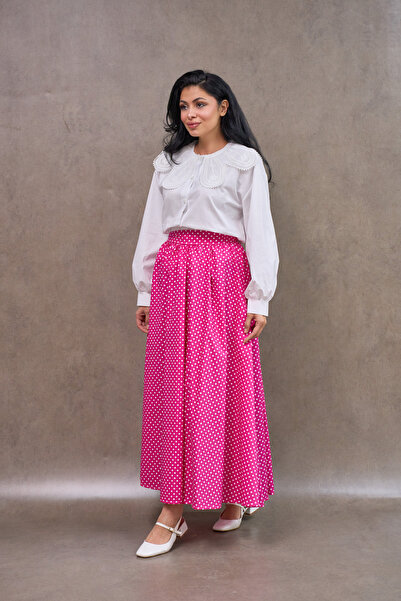 KÜÇÜĞÜM BUTİK Fusta din poplin cu buline fucsia