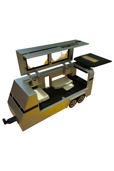 Vision XXI Tesla Cybertruck Car With ATV And Trailer, Metallic, 1:36, Opening Car And Trailer Doors, 27 cm, Gray