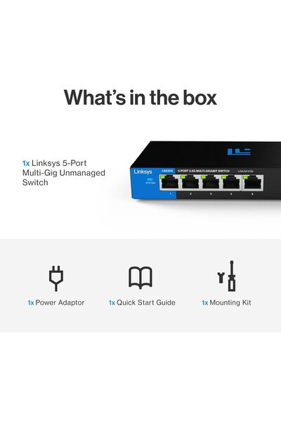Linksys 5-Port, 2.5G Multi-Gig Unmanaged Switch | Energy-Efficient Ethernet