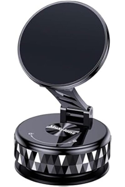 AutoFamily Magnetic Car Phone Holder 360° Adjustable Dashboard Mount with Strong Lock Base (AF6 - Black)