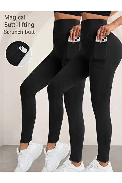 LACKH Tights with Two Pockets High Waist,Stretchy,Solid Color Leggings with Side Pocket Stylish Style for Fitness # Tayt