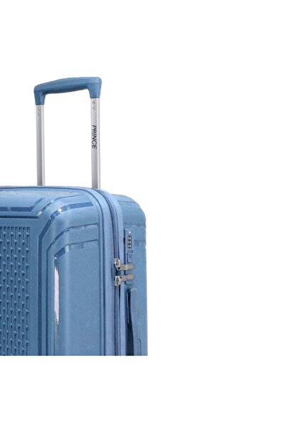 Prince Travelling Prince Pro High-Grade PP 8-Wheel Cavaro XL 3-Pc Luggage Set (21”+25”+29”) – Grey Blue, Durable