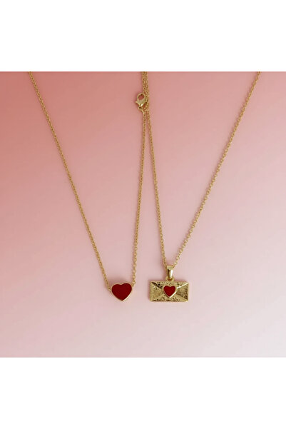 irva collection Aşk Mektubu Kalp Kolye Set