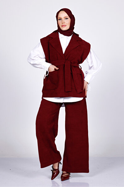 My City 6054 - Stylish Comfortable Thick Belted Vest Pants Women's Set