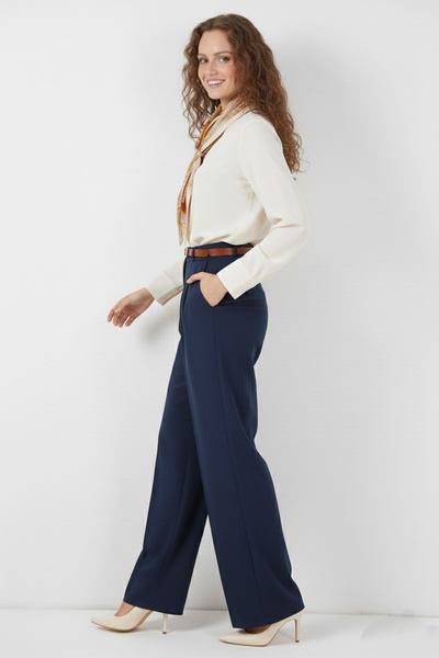 benguen Belted Hijab Pants 6696 Navy Blue