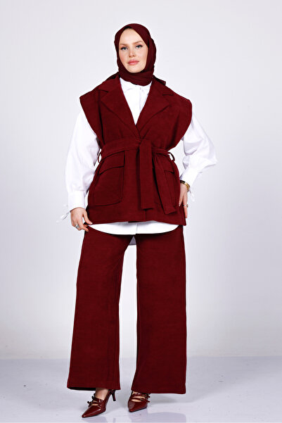 My City 6054 - Stylish Comfortable Thick Belted Vest Pants Women's Set