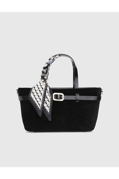 İLVİ Elye Genuine Suede Leather Black Women's Handbag