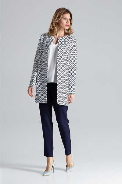 Figl Elegant women's coat with black and white pattern for autumn and winter M551 size L