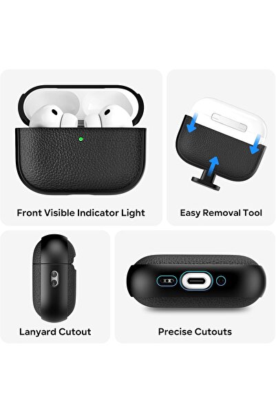 Yelajoy For AirPods Pro 3 Case 2025,Tree Texture Soft TPU Airpods Case,with Hand Strap Cleaner Pen,Black