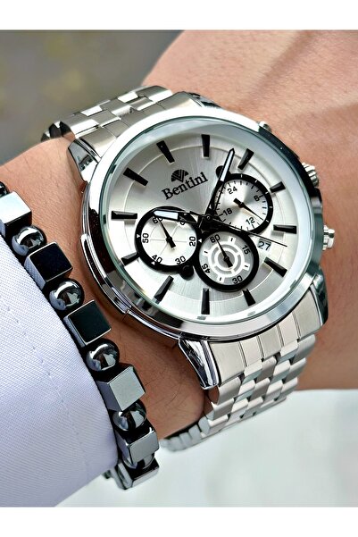 Bentini Men's Wrist Watch – Functional, Steel Band, Waterproof, 2-Year Warranty