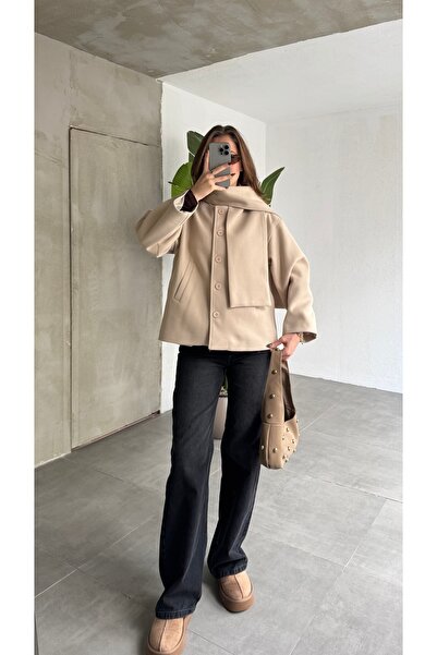 Lila Moda Women's Wool Scarf Cashmere Coat