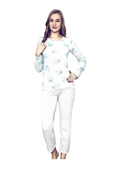 asma Women's Pajama Set - Long Sleeve Top and Long Pants, Turquoise, S