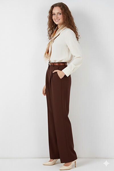 benguen Belted Hijab Pants 6696 Brown