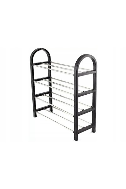 DBG Shoe Organizer, 4 Shelves, Black with Chrome, 57x51x19 cm