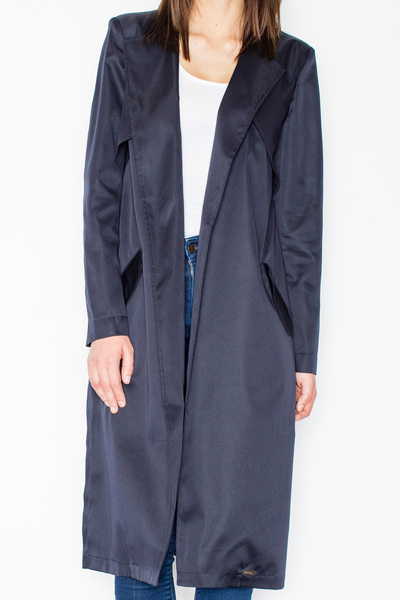 Figl Elegant long coat for women, navy blue M427, size M
