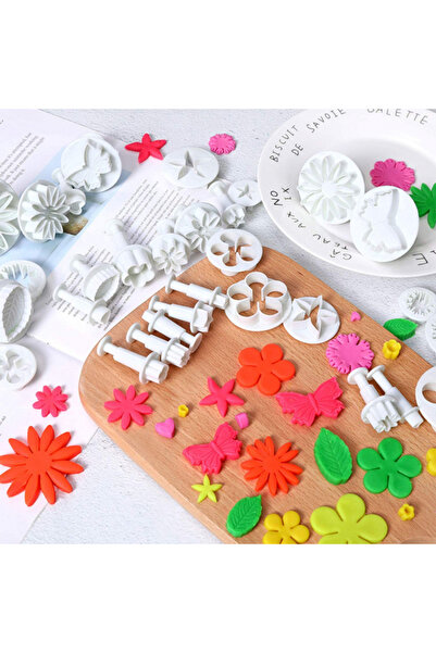 MaffStuff Set of 33 White PVC Cake Decorating Molds – Stars, Flowers, Butterflies, Hearts MaffStuff®