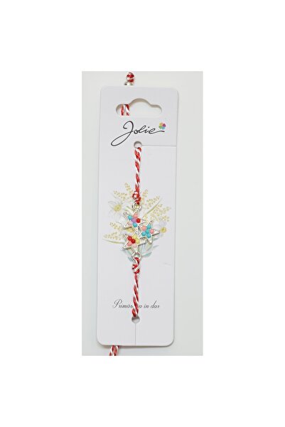 Flippy Martisor Bratara Alb-Rosu cu Pandantiv Metalic, Model 4