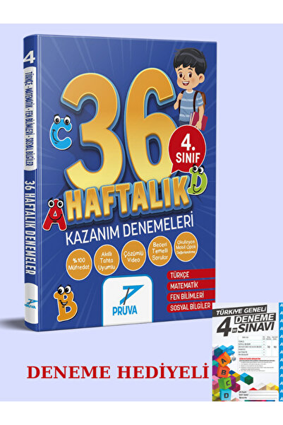 Pruva Akademi PRUVA YAYINLARI 4. SINIF 36 HAFTALIK DENEMELER+DENEME HEDİYELİ
