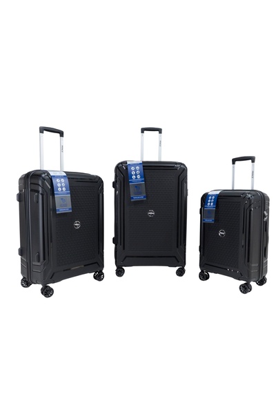 Prince Travelling Prince Pro High-Grade PP 8-Wheel Cavaro XL 3-Pc Luggage Set (21”+25”+29”) – Black, Durable Build