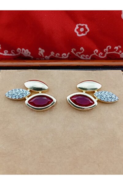 Orelia Takı Kırmızı Zirkon Taşlı Küpe