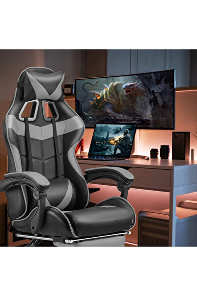 HayaBazaar Gaming Chair With Footrest - High Back Racing Style Office Chair With Headrest and Lumbar Support