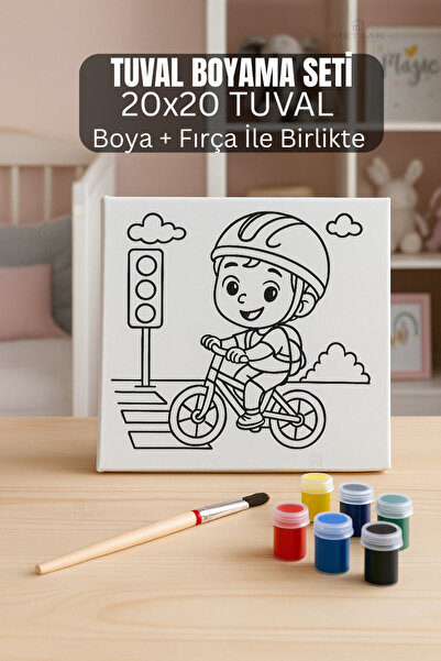 Metsar Home Bisiklet Çocuk Tuval Boyama Seti - Çocuk Gelişim, Tuval, Boya Set...