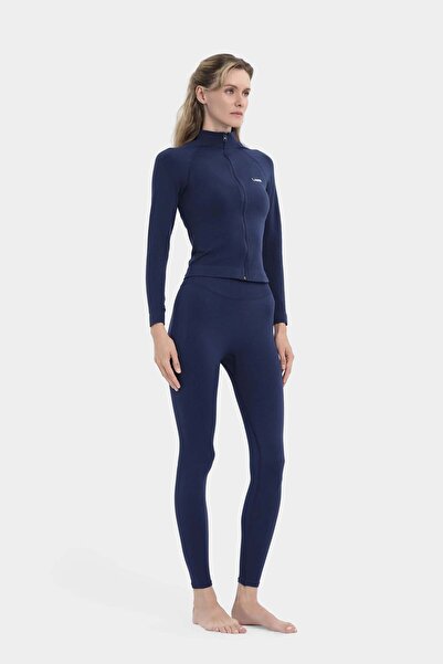 Louren Μακρυμάνικο αθλητικό μπλουζάκι με φερμουάρ - Μπλε ναυτικό