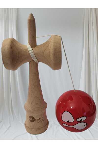 Kendama USA Kendama originală din lemn SUA 19 cm cu bilă lucioasă angry face ...