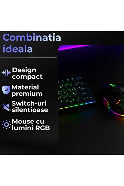 Timebox Gaming Pack: Wireless RGB Mouse (95g) + 60% Mechanical Keyboard (Red Switches)