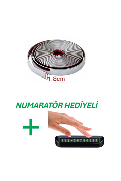 Tiger Marketing Yapışkanlı Nikelaj Şerit Bant Çıta 18mm 5 Metre Krom + (Numar...
