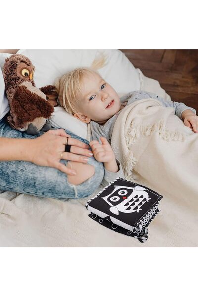 Arabest Foldable Soft Black & White High-Contrast Cloth Baby Book for Tummy Time (Newborns up to 3-6 months)