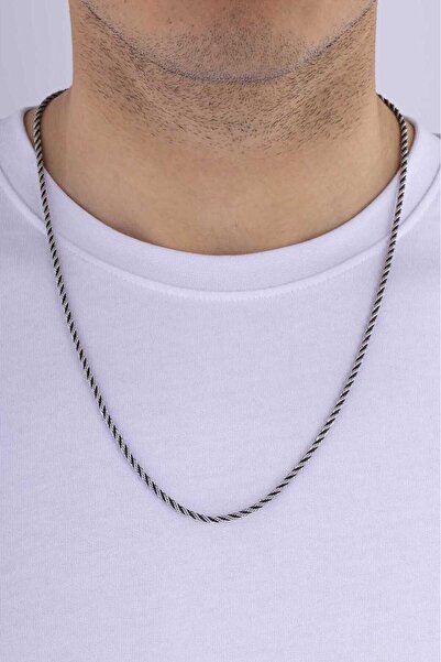 Gümüş Pazarım Burgu Model Black Transitional Steel Men's Chain