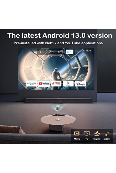 Generic Mini Portable Projector TS-3, 1080P, 300 ANSI Lumens, WiFi & Bluetooth 5.3