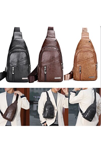 Zen Store KHAKI Crossbody Sling Bag with Earphone Hole for Men & Women - Chest Daypack for Hiking Camping