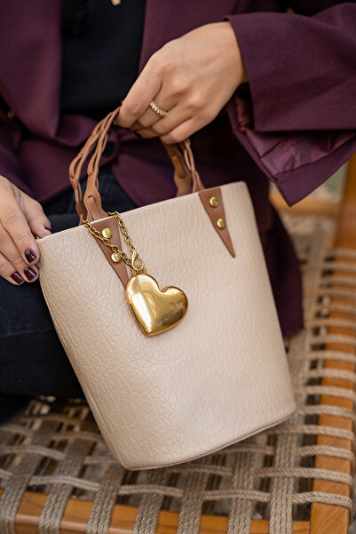 LAMİNTA Deks Beige Leather Women's Crossbody Bag