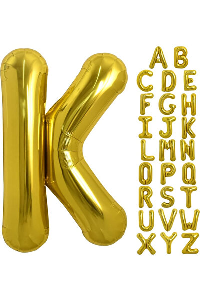 BALON DİYARI Letter K Balloon Gold Gold 78cm Large Size Compatible with Air a...