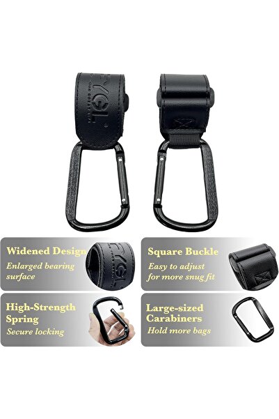 Generic FYGL Stroller Hooks - Adjustable Universal Stroller Clips, Black, Pack of 2