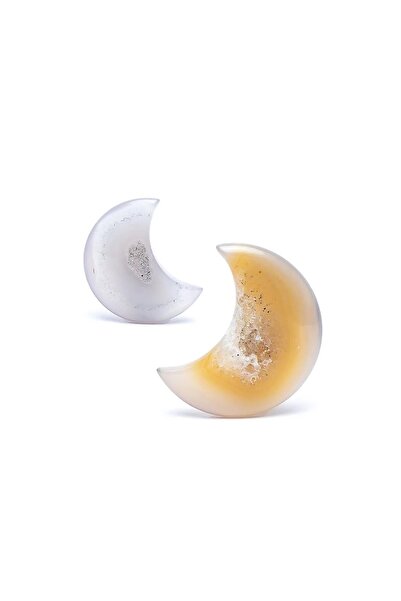 CRYSTAL Πέτρα αχάτης σε σχήμα φεγγαριού με κρυστάλλωση -- 4 εκ.