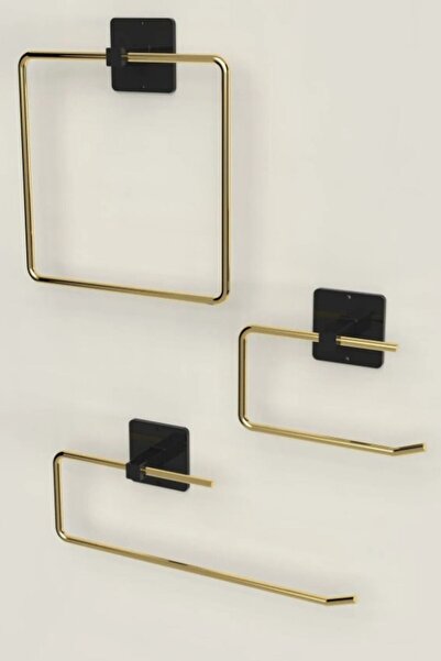 Home Stuff Αυτοκόλλητη ανοξείδωτη χρυσή θήκη για ρολό χαρτιού, θήκη για χαρτί υγείας και τετράγωνη θήκη για πετσέτες μπάνιου κουζίνας σετ 3 τεμαχίων