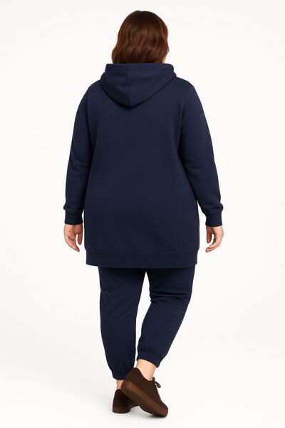 MAY MARA Plus Size 3-Ply 2-Piece Hooded Sharpened Long Side Slit Tracksuit Set