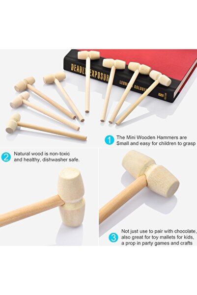 Paporich 20-Pack Small Wooden Heart Chocolate Hammers – Multipurpose Kids' Party & Craft Hammers