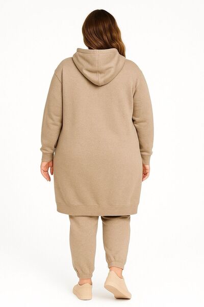 MAY MARA Plus Size 3-Ply 2-Piece Hooded Sharpened Long Side Slit Tracksuit Set