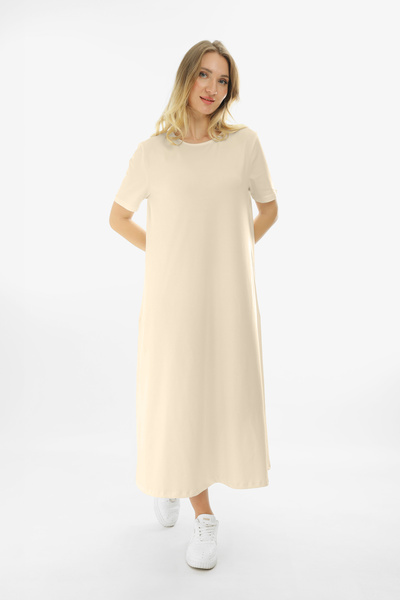 Almila Short Sleeve Maxi Combed Dress 2029 - Long Combed Dress