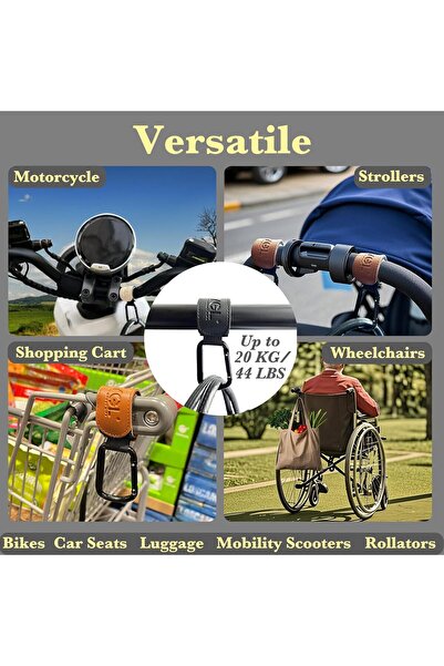 Generic FYGL Stroller Hooks - Adjustable Universal Stroller Clips, Black, Pack of 2