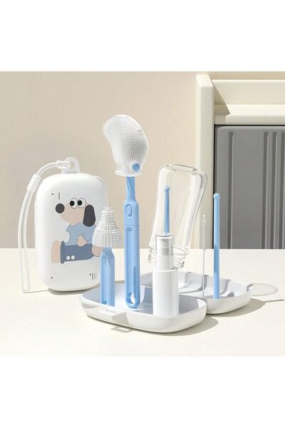 Generic Baby Bottle Cleaning Brush Set 7-in-1, Travel Silicone Bottle Brush Kit - Uand home