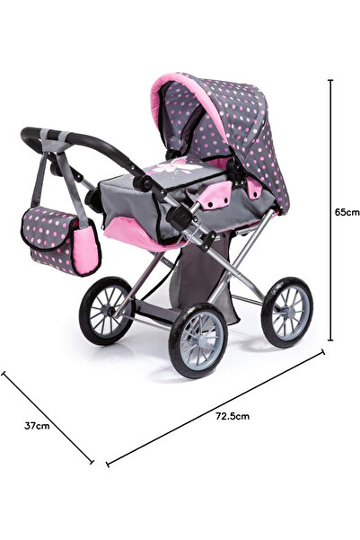 Bayer 2in1 stroller for City Star Zane dolls pink/gray with adjustable handle up to 65cm, baby carrier and