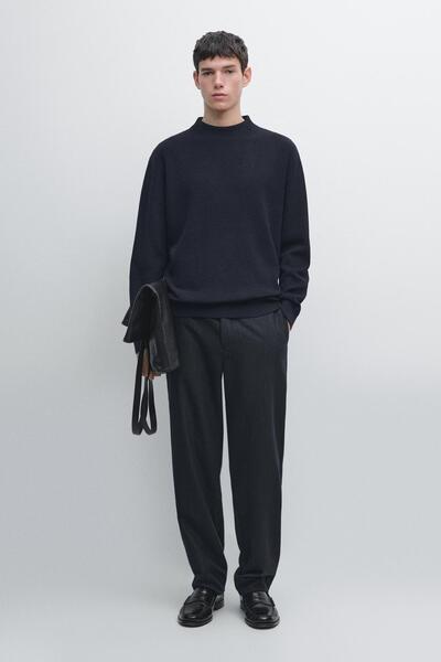 Massimo Dutti Dik yaka pamuklu triko kazak