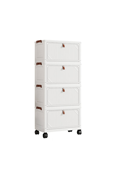 Sinyin خزانة تخزين قابلة للطي بأربع طبقات مع عجلات وباب مغناطيسي وقفل سريع 18...